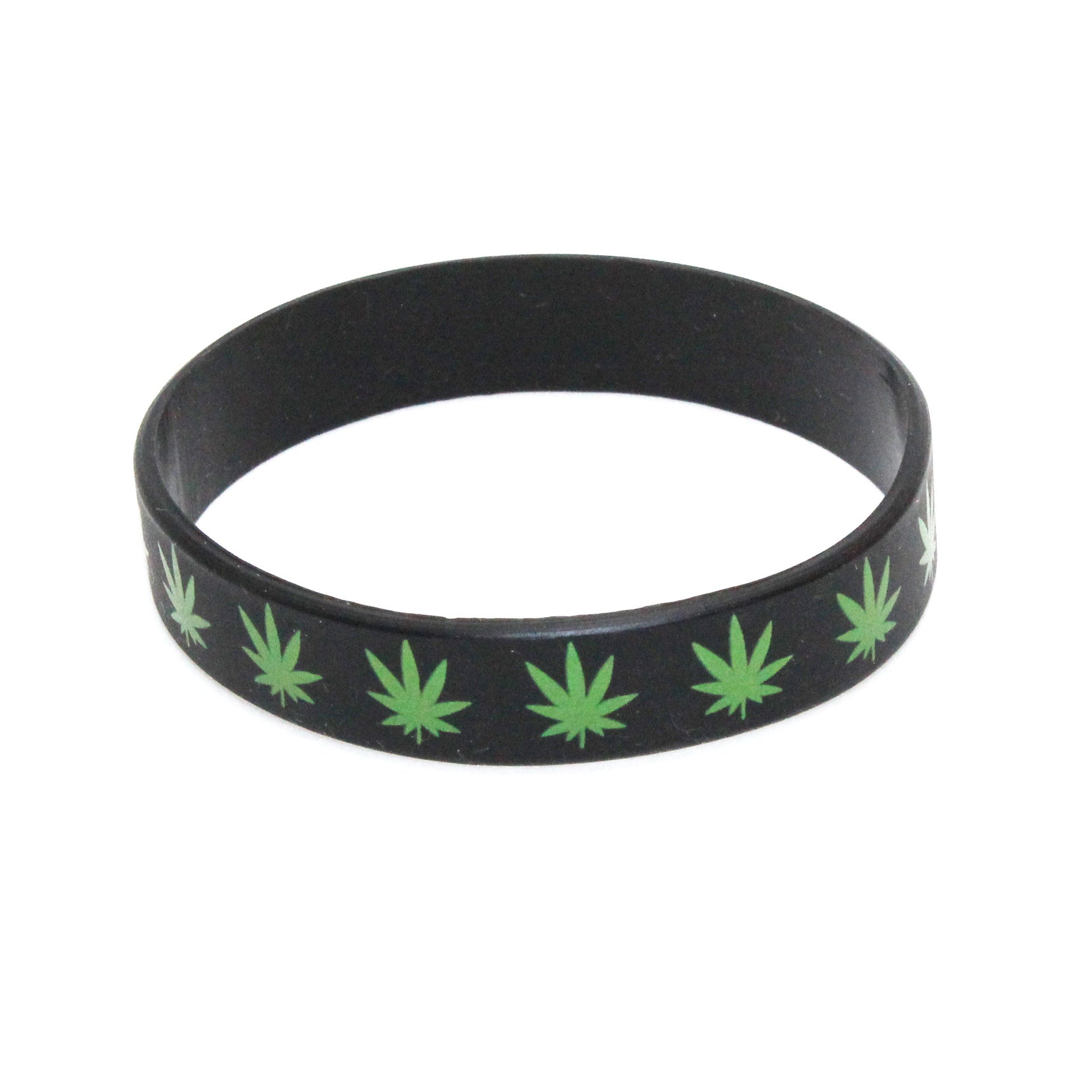 Silk Screen Hemp Leaf Silicone Bracelet