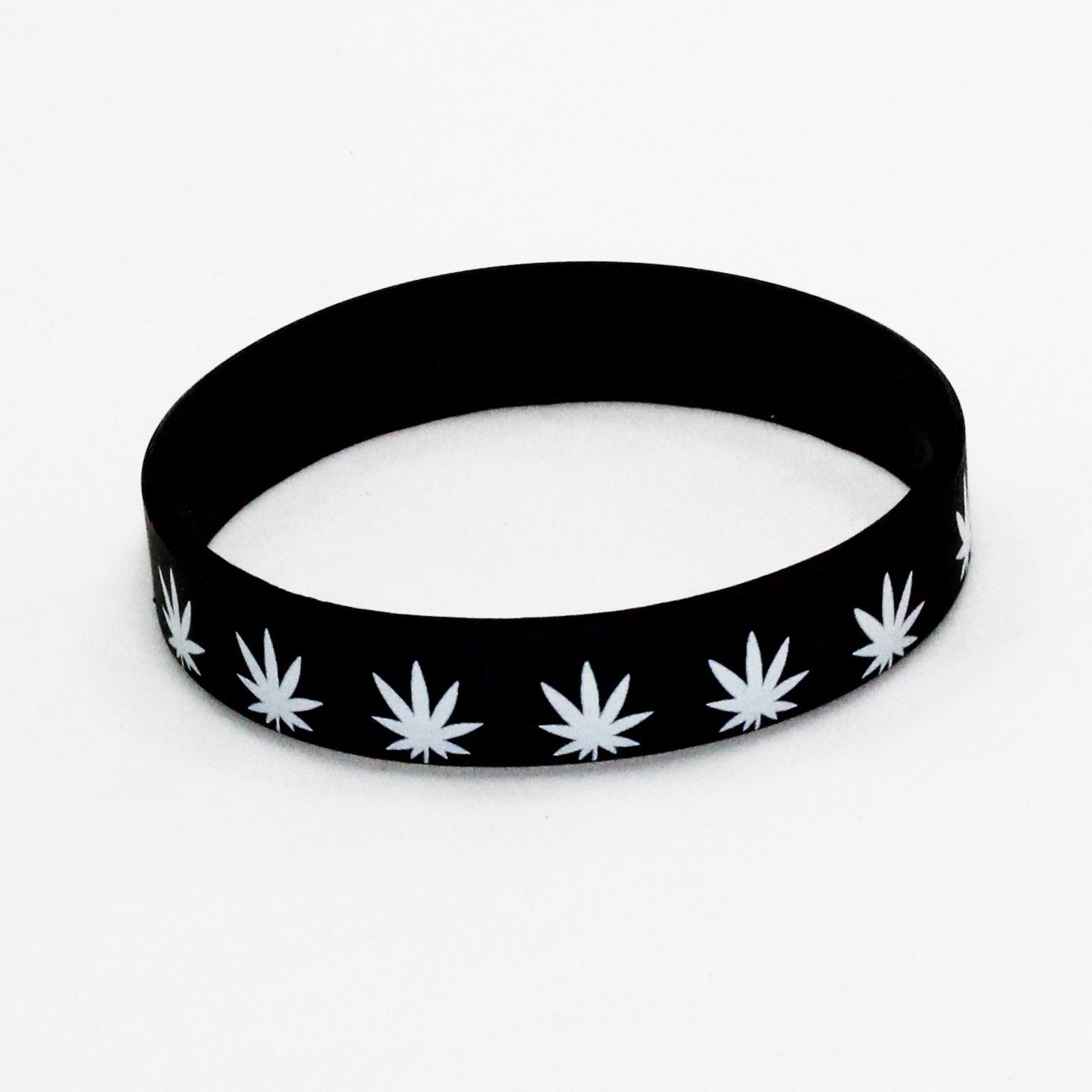 Silk Screen Hemp Leaf Silicone Bracelet